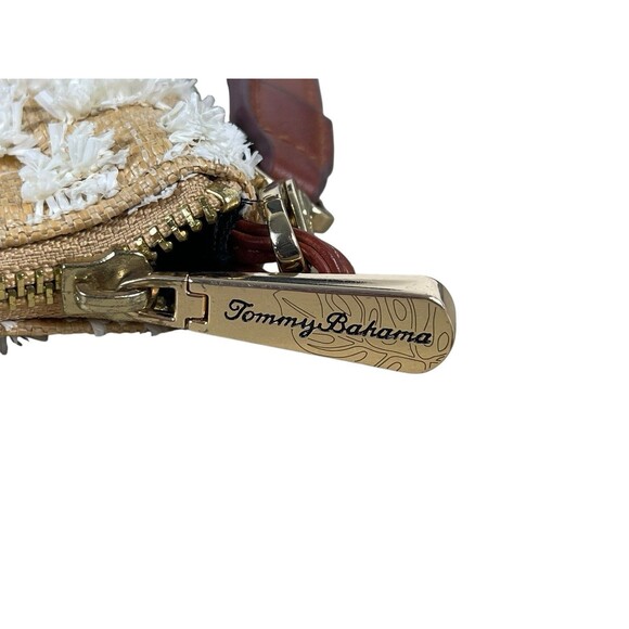 Tommy Bahama Tan Black Woven Tote Bag Brown Strap Large Shoulder Purse Beachy - Picture 2 of 16